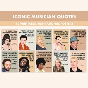 Famous Singers Printable Posters || 10 Inspiration Singers Quote Posters for Music Classroom Boho || Music Genre Posters Classroom Decor