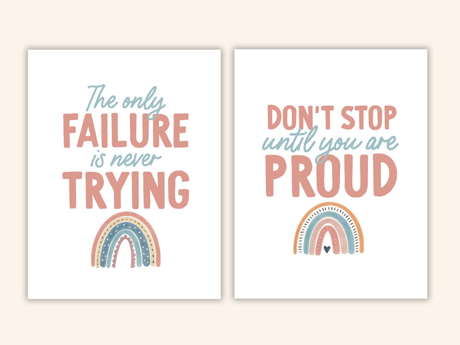 Boho Rainbow Growth Mindset Posters || 8 Inspiration Quote Posters for ...