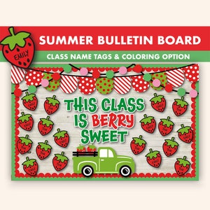 Strawberry Bulletin Board Kit || Summer Bulletin Boards Digital || May Bulletin Board Printable || End of Year Summer Classroom Decor