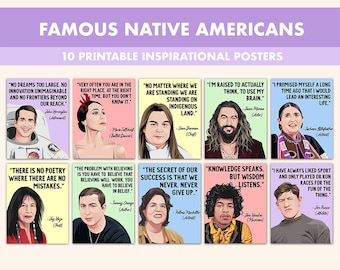 Carteles imprimibles de nativos americanos // 10 carteles de citas del Mes de la Herencia de los Nativos Americanos para el aula Pastel // Decoración del aula indígena
