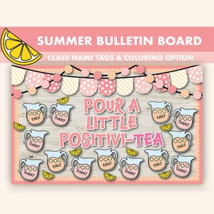 Positivity Bulletin Board Kit || Summer Bulletin Boards Digital || Iced Tea Bulletin Board Printable || PositivitTEA Classroom Decor