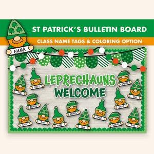 Leprechaun Bulletin Board Kit || St Patricks Day Bulletin Boards Digital | Gnome Bulletin Board Printable || St Patricks Classroom Decor