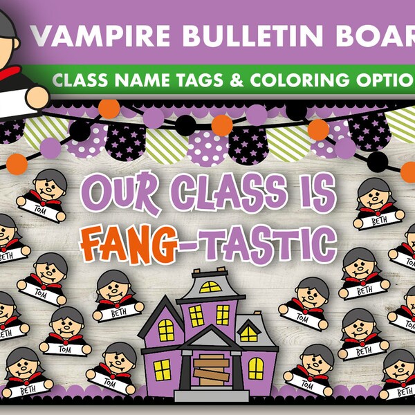 Kit de tableau d’affichage des vampires || Tableaux d’affichage d’Halloween numériques | Bulletin d’Halloween imprimable || Décor de classe d’Halloween || Octobre