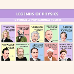 Famous Physics Printable Posters || 10 Inspiration Physics Quote Posters for Classroom Pastel || Famous Scientists Posters || STEM Posters