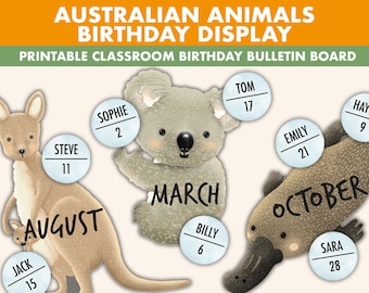 Australian Animals Birthday Bulletin Board Kit || Australian Birthday Display Bulletin Boards || Australian Classroom Decor || Australia