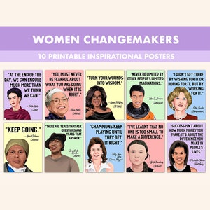 Poster stampabili Women Changemakers // 10 poster con citazioni di ispirazione femminile per la classe Pastello / Citazioni ispiratrici del mese della storia delle donne