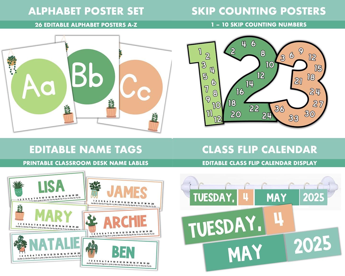 House Plants Classroom Decor Bundle || Editable Classroom Printable ...