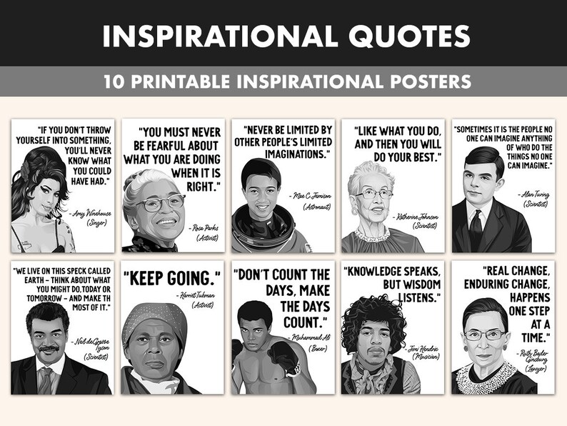 Inspirational Quotes Printable Posters 10 Inspiration Quote Etsy