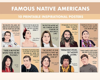 Carteles imprimibles de nativos americanos // 10 carteles de citas del Mes de la Herencia de los Nativos Americanos para el aula Boho // Decoración del aula indígena