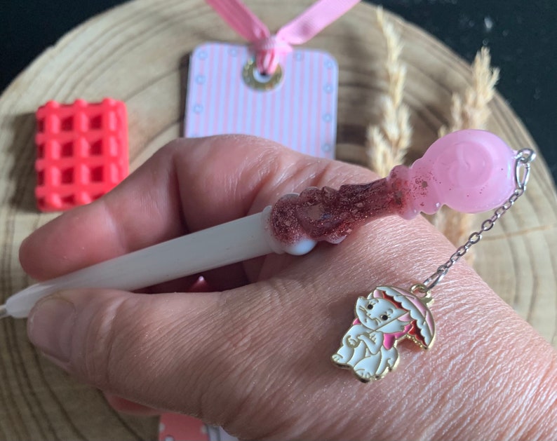 Stylo pour peinture diamant fabriquer en résine époxy de haute qualité avec Marie De couleur rose blanc et paillettes rose image 2