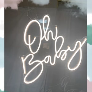Insegna al neon Oh Baby, insegna al neon personalizzata, insegna al neon di buon compleanno, insegna al neon baby shower, insegna al neon a LED, decorazione da parete per insegna al neon di Genere Reveal