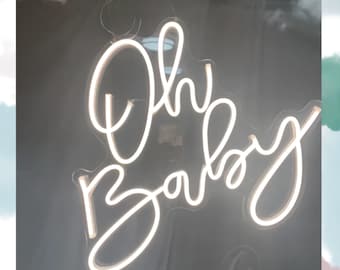 Oh Baby Neon Sign | Custom Neon Sign | Happy Birthday Neon Sign | Baby Shower Neon Sign | Led Neon Sign | Gender Reveal Neon Sign Wall Decor