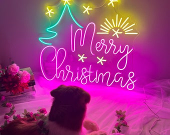 Merry Christmas Neon Sign Custom Led Light Happy New Year Signs Christmas Party Decor Art For Home Bar Room Aesthetics Christmas Decor