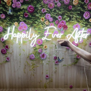 Custom Neon Sign Happily Ever After Wedding Neon Sign Wall Decor Art  Led  Neon Sign Bedroom Love Neon Lights Sign