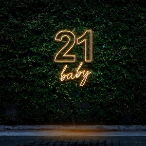 21 Baby Neon Sign |21st Happy Birthday Neon Sign | Neon Sign Custom | Party Neon Sign Wall Decor | Led Neon Sign | Dorm Neon Sign Wall Decor