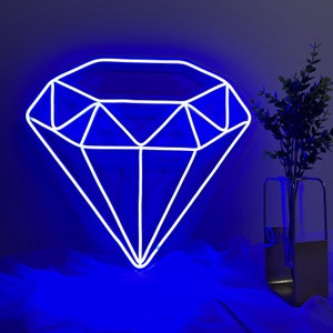 Insegna al neon a forma di diamante / Insegna al neon personalizzata / Insegna luminosa al neon per parete / Logo personalizzato per insegna al neon / Insegna al neon a LED / Arte per insegne al neon / Insegna al neon per camera da letto