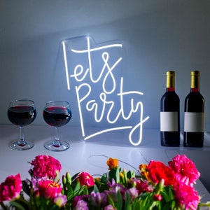 Neon Sign Custom | Neon Sign Let&#39;s Party | Neon Sign Bar | Neon Sign Bedroom | Neon Weddign Sign  | Neon Sign Wall Decor | Neon Light Led