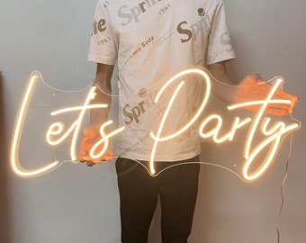 Let's Party Neon Sign |Neon Sign Custom | Engaged Neon Sign | Wedding Neon Sign Wall Decor | Led Neon Sign |Merry Christmas Neon Sign Art