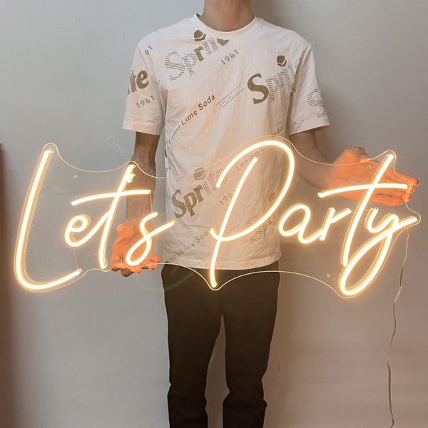 Let's Party Neon Sign |Neon Sign Custom | Engaged Neon Sign | Wedding Neon Sign Wall Decor | Led Neon Sign |Merry Christmas Neon Sign Art