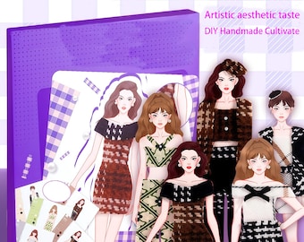 Kids' DIY Fashion Design Kit - Safe Fabric & Accessories with Design Cards, Create Your Own Fashion Sample Manual Christmas Gift