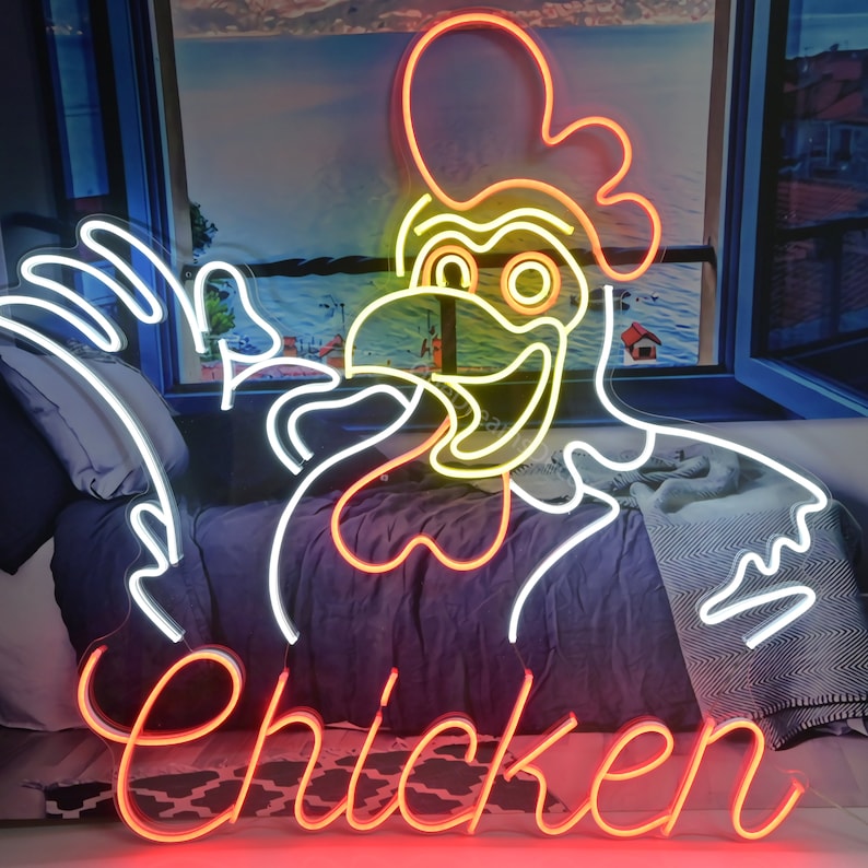 Chicken Neon Sign Custom Neon Sign Anime Neon Sign Wall Decor Custom