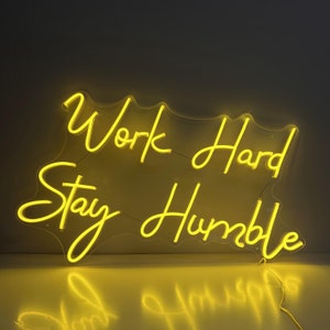 Custom Neon Sign| Neon Sign Work Hard Stay Hamble | Neon Sign Wall Decor | Neon Sign Bedroom Led| Neon Light Wall Art | Neon Name Sign Bar