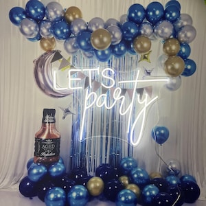 Insegna al neon Lets Party Luci a LED personalizzate Insegna al neon per matrimoni Decorazione da parete Decorazione per feste di compleanno di Natale Decorazione per bar di casa Regalo di buon Natale