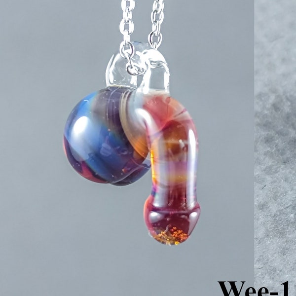 Tiny glass penis pendant, Male genitalia pendant, Erotic Adult Jewelry