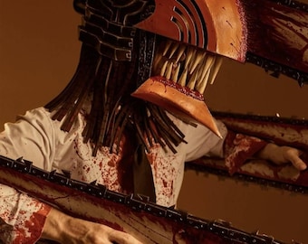 Handmade Chainsaw Cosplay Helmet: LED Eyes, Detachable Arms
