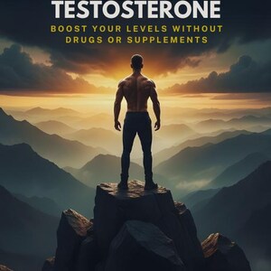 Puede incluir: Imagen de un hombre de pie sobre una formación rocosa, con vistas a una cordillera al atardecer. La imagen tiene texto que dice: "LET'S TALK ABOUT HOW TO DRASTICALLY BOOST YOUR TESTOSTERONE BOOST YOUR LEVELS WITHOUT DRUGS OR SUPPLEMENTS."