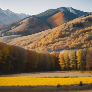 Autumn Prairie Mountains Scenic Wall Mural