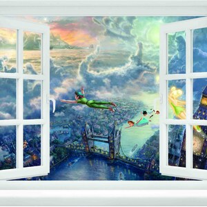 Fenêtre avec vue Soirée magique survolant Londres Murale
