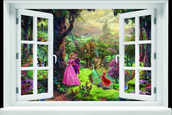 Poster Wallario – Illusion Fenêtre Forêt Envahissante – Décoration Murale