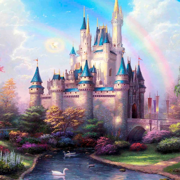 Magical Fairytale Castle on the Lake Wall Mural