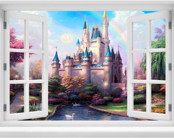 Magical Fairytale Castle on the Lake Wall Mural | Etsy