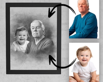 Custom Memorial Photo Portrait: Combine Loved Ones (Digital Download)