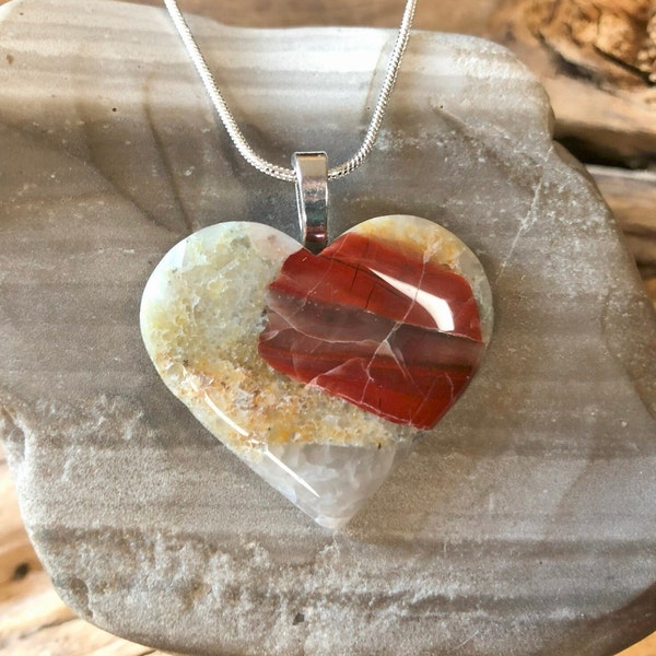 Pudding Stone Love" Heart Necklace | Handcrafted Lake Huron Gem
