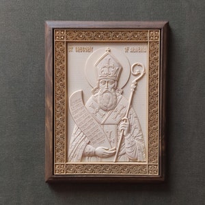Carved wooden icon handmade.St. Gregory the Illuminator.Gregory of Armenia.The Enlightener of Great Armenia.Catholicos of all Armenians.Gift