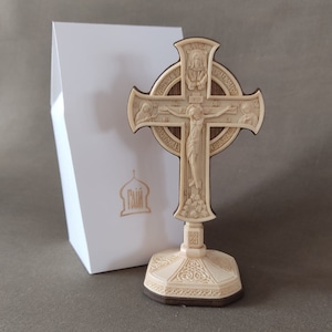 Table cross.Handmade wooden cross.Two-sided Byzantine Heirloom Crucifix.The cross is tonsured.Paramannyj cross.The altar cross.Cross in hand