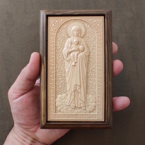 Valaam Ikone der Mutter Gottes. Das Bild der Allerheiligsten Theotokos von Valaam.Das byzantinische Bild Unserer Lieben Frau von Panagia.Das Christuskind