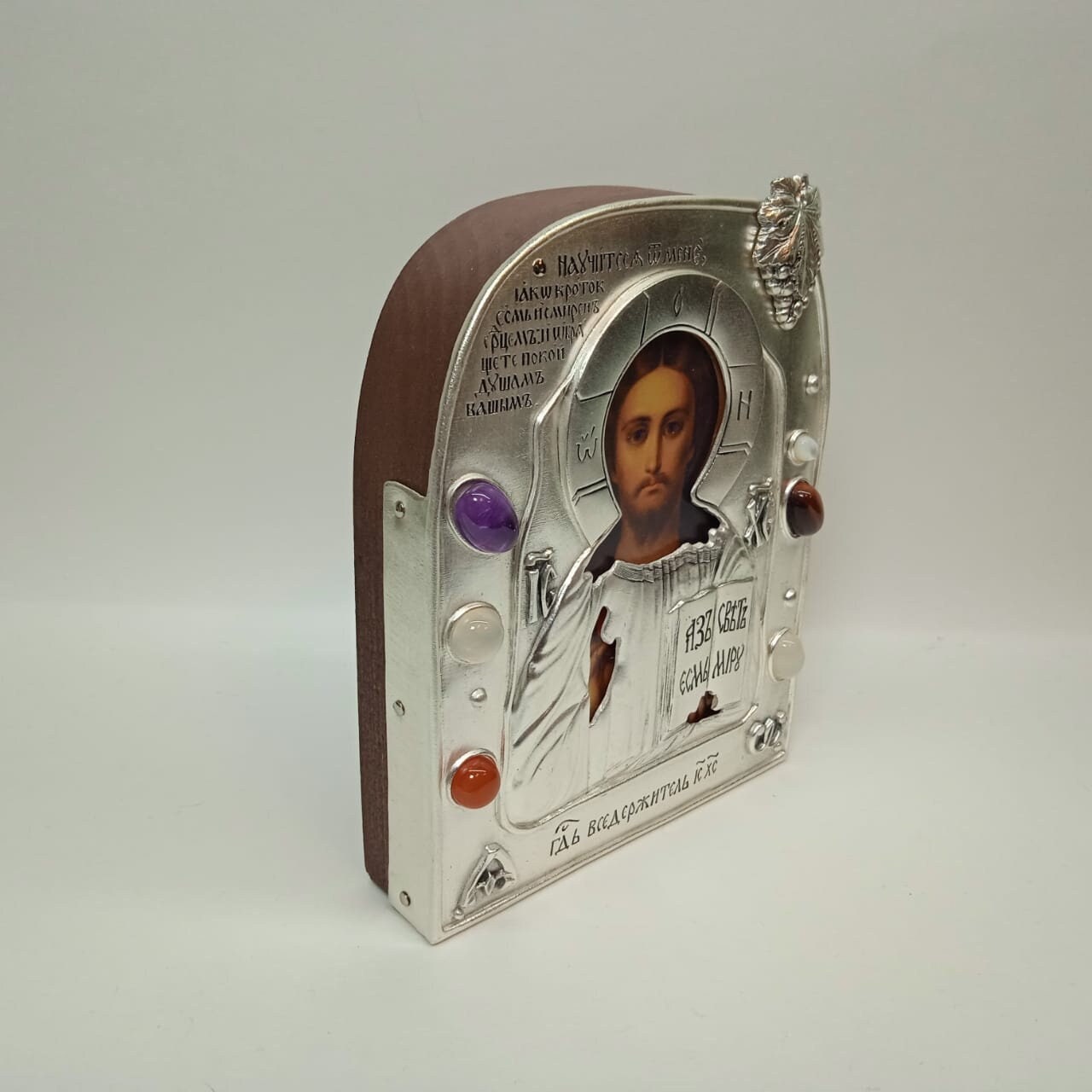 Handmade metal. The Almighty Savior. Pantocrator.Jesus Christ. The King of Heaven. Arched icon. A wedding couple. Religious gift. Souvenir