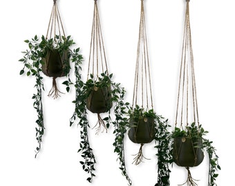 Jute Plantenhangers - 60, 80, 100 of 120 cm lang - Minimalistisch - Zonder Plantenpot - Handgemaakt in Nederland