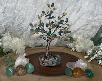 Green Aventurine & Citrine Crystal Tree - Tree of Life *READY TO SHIP*