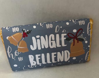 Kerst Jingle Bellend-chocoladereep. Digitale download onbeleefd/grap, thuis afdrukken