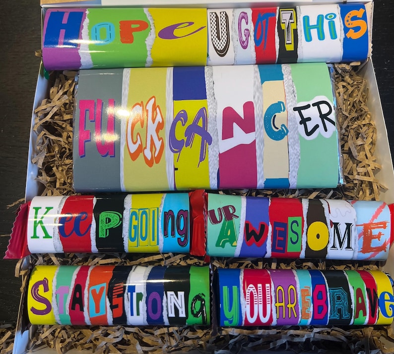 Caja de regalo de chocolate "A la mierda con el cáncer": Cesta para recuperarse pronto imagen 1