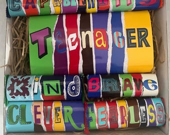 Teenager Chocolate Bar Wrapper & Mini Biscuit Wrappers | Printable Digital Download | DIY Chocolate Gift Box | Instant Download | Teen Gift