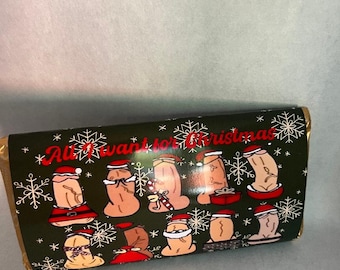 All i want for christmas, joke funny chocolate bar wrapper - digital download, print at home, jpeg, instant download