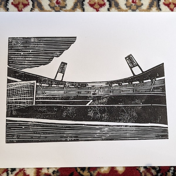 Linoprint Müngersdorfer Stadium Cologne