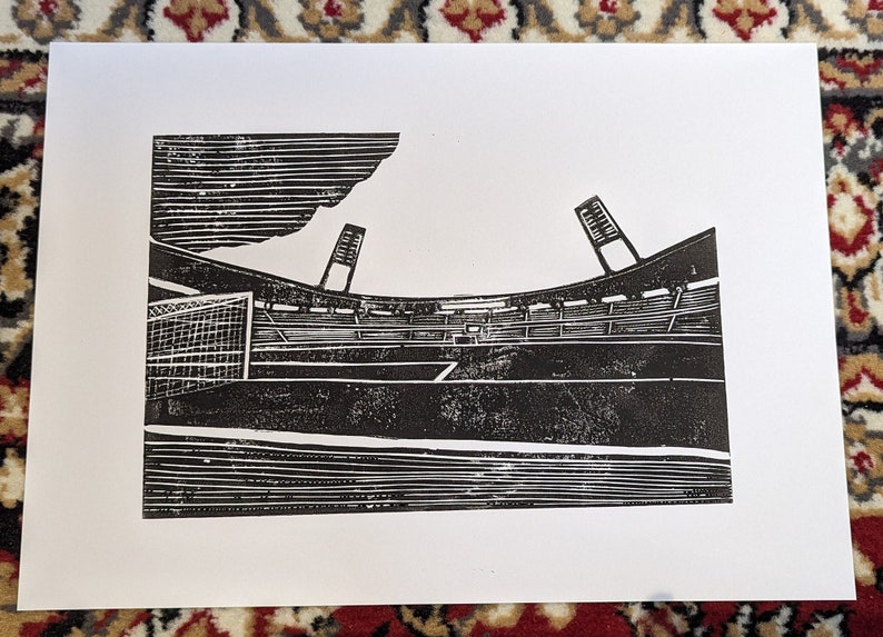 Linoprint Müngersdorfer Stadium Cologne image 1