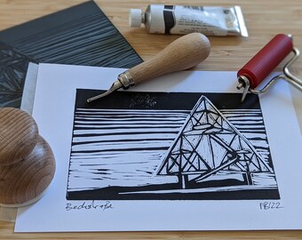 Linoline print tetrahedron Halde Beckstraße